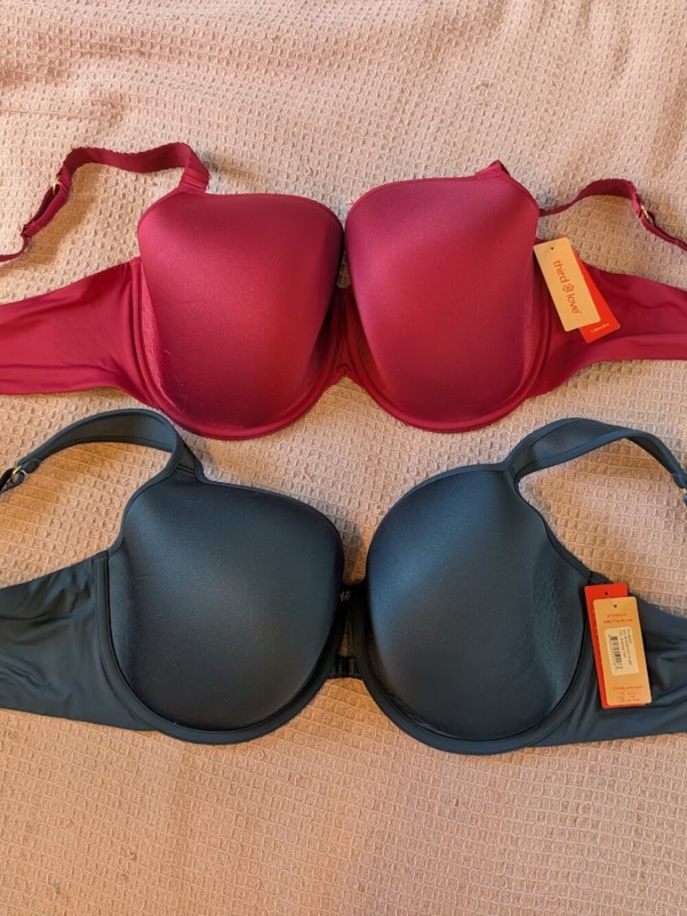 ThirdLove 40F Bra Lot of 2 – Evening Teal Perfect Coverage + Ruby T-Shirt – NWT